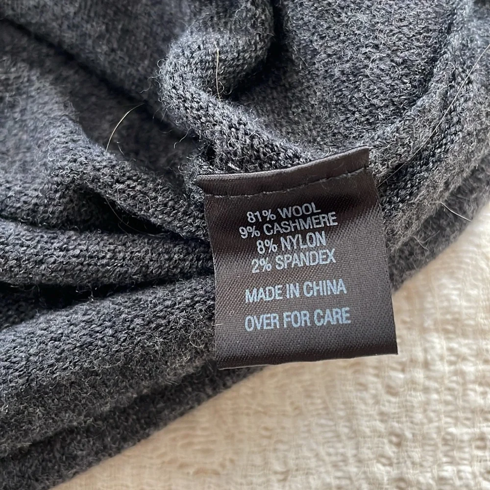 Kimora Lee Simmons Off‎ The Shoulder Charcoal Gray Wool/Cashmere NWOT Sweater L